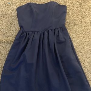 Short Strapless blue Dress with Full Skirt from David Bridal’s. Size 8